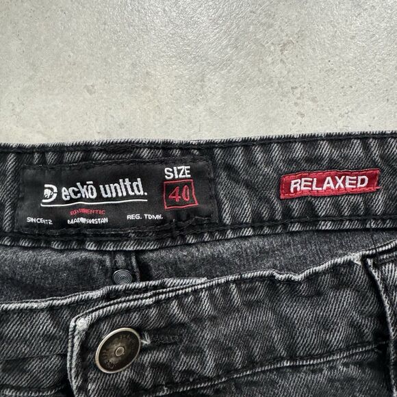 Vintage Y2K Ecko Unltd Denim Raw Carpenters Shorts Size 40 Relaxed Black - Picture 3 of 8